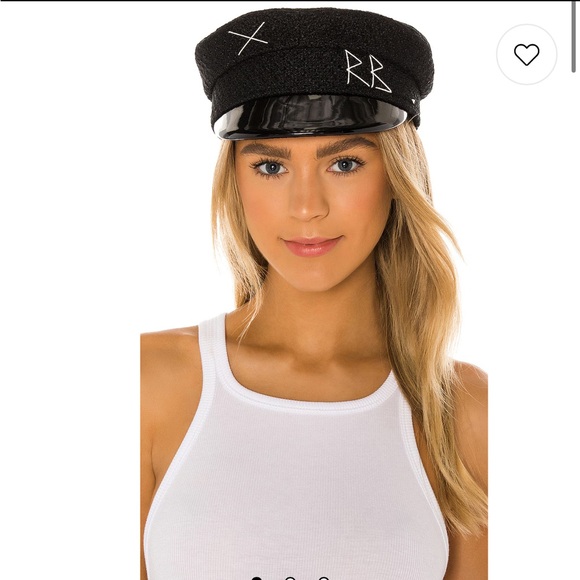 New Ruslan Baginskiy Monogram Embroidered Baker Boy Cap in Black - Picture 1 of 3